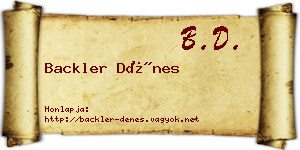 Backler Dénes névjegykártya